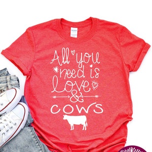 Cute Cow T-shirt All You Need is Love and Cows Shirt - Etsy