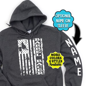 Barrel Racer Hoodie USA Flag, Barrel Racer Sweatshirt, Barrel Racer T-Shirt, Personalized Barrel Racer Hoodie, Patriotic Horse, Horse Gift
