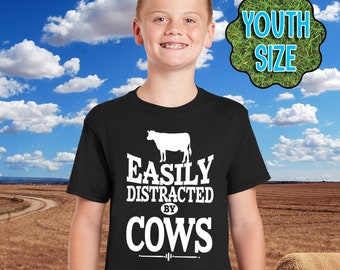 Boy's Cow Shirt, Easily Distracted By Cows