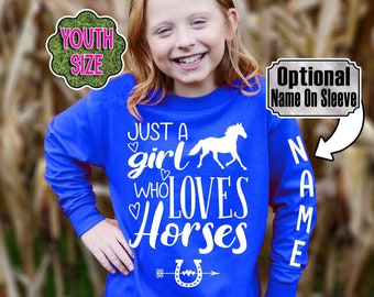 Girl's Horse Shirt, Just A Girl Who Loves Horses, Personalized, Custom Horse Shirt, Equestrian, Horse Lover, Horse Riding, Dressage