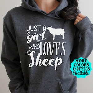 Sheep Hoodie, Just A Girl Who Loves Sheep, Sheep Sweatshirt, Farm, Farmer, Farming, Livestock, Sheep Lover
