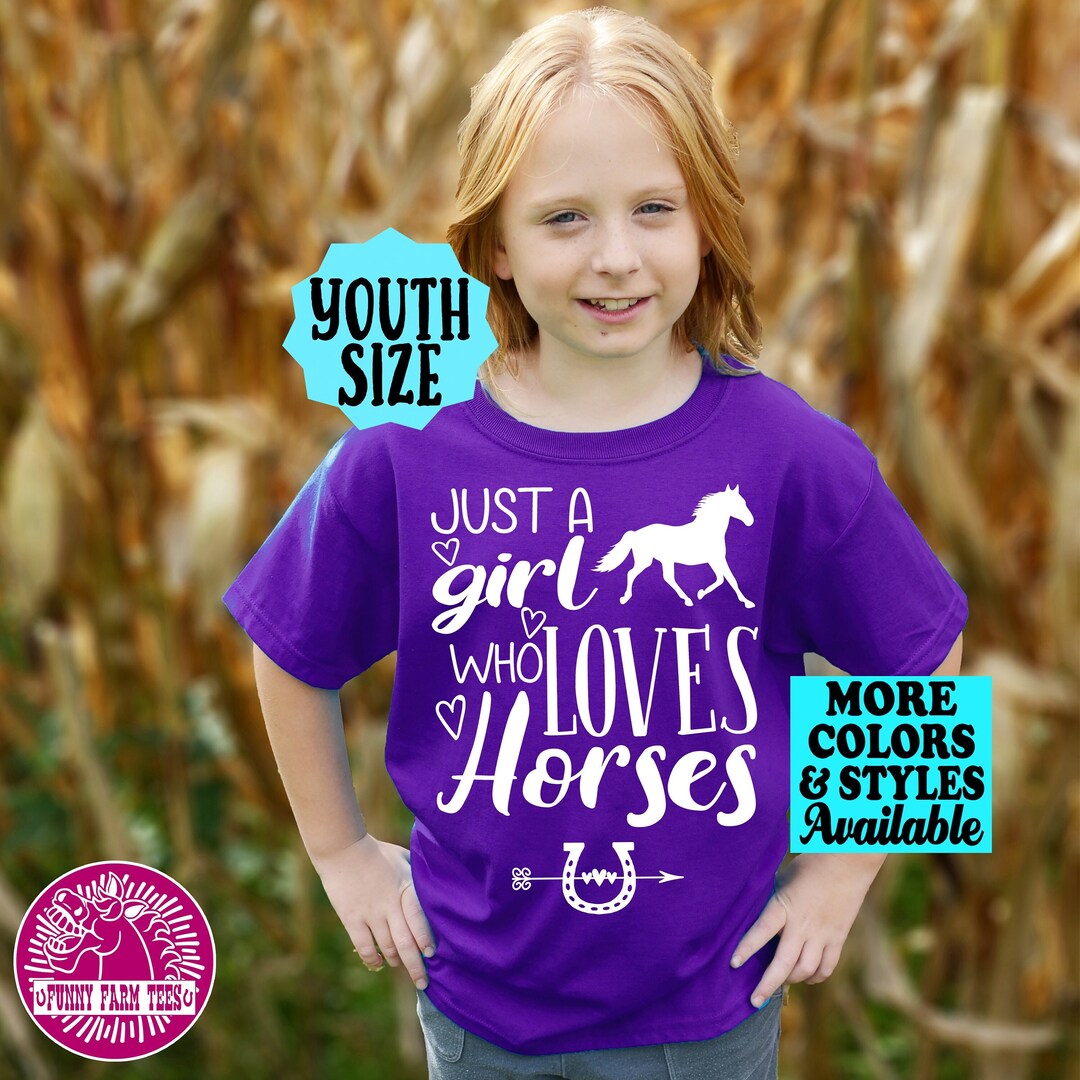 YOUTH HORSE Shirt, Just A Girl Who Loves Horses, Girl's Horse Hoodie