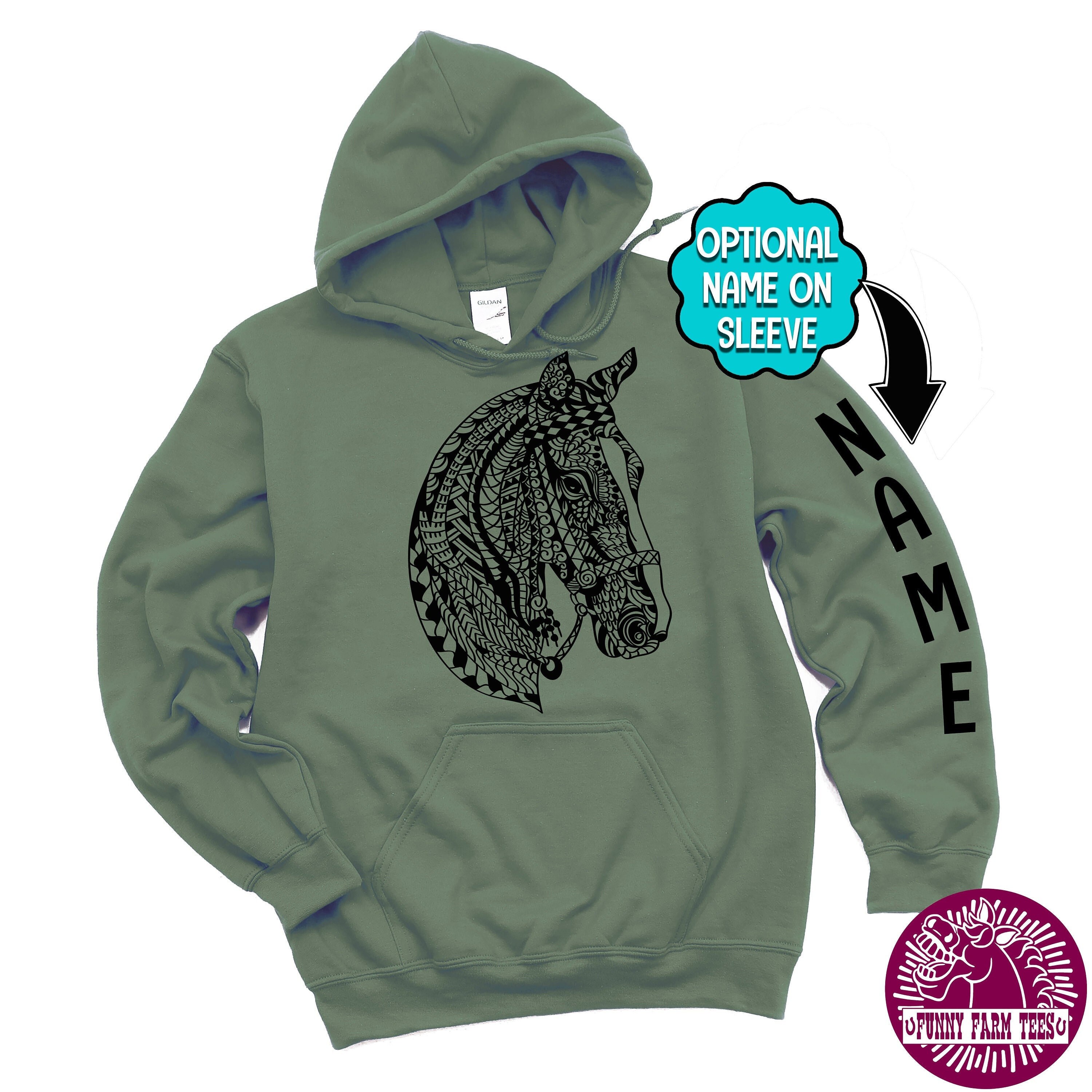 Personalized Horse Sweatshirt Custom Horse Hoodie Horse Lover Horse Show Dressage Cowgirl Horse Owner Etsy
