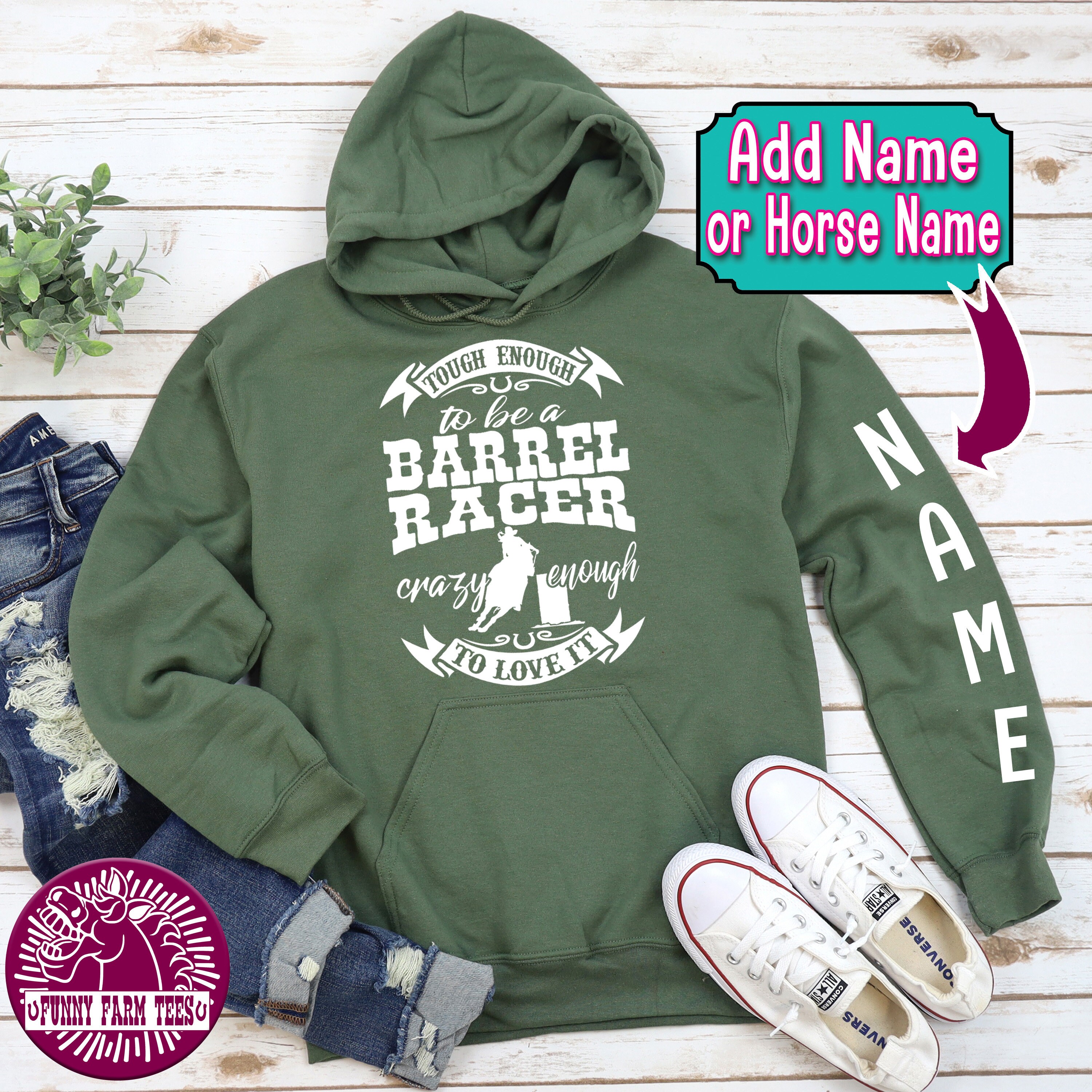 Barrel Racing Hoodie Tough Enough to Be A Barrel Racer Crazy Enough to Love It Cowgirl Rodeo Barrel Racer Hooded Sweatshirt Horse Race Etsy Canada