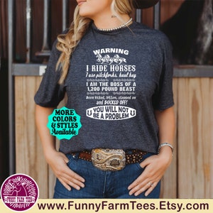 Horse Shirt, Warning I Ride Horses, Use Pitchforks, Boss of 1,200 lb Beast, You Will Not Be A Problem, Funny Horse Hoodie, Horse T-Shirt image 2