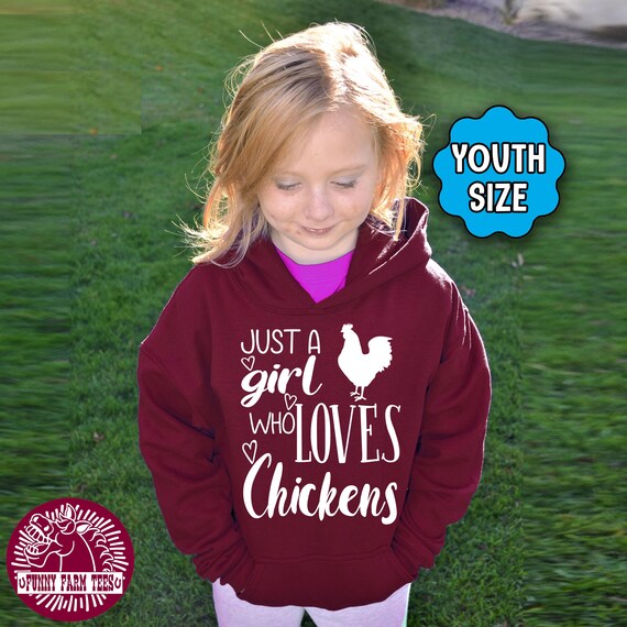 Girl s Chicken Hoodie Just A Girl Who Loves Chickens Chicken