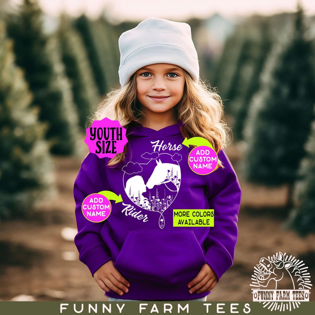 FunkyShirt Personalised Equestrian Hoodie Horse Riding Hoody for Girls Bright Pink