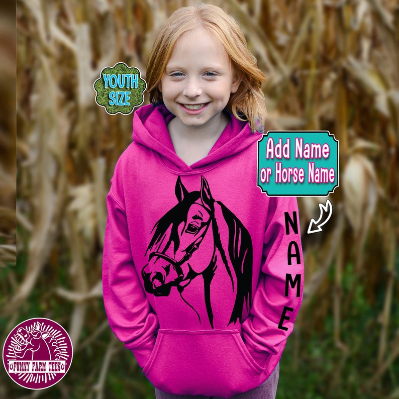 Personalized Girl's Horse Hoodie Horse Head Hoodie Etsy