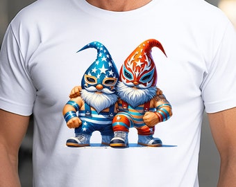 Lucha Libre Gnome Shirt . Mexican Wrestler Gift . Wrestling Gnome Tshirt Tee