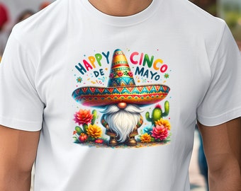Happy Cinco de Mayo Mexican Gnome Fiesta Shirt, Mexican Festival T-Shirt, Cinco de Mayo Tee
