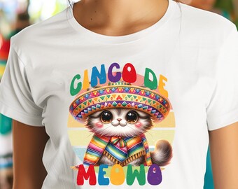 Cinco de Meowo Cinco De Mayo Shirt, Mexican Fiesta Festival Cat Humor Tshirt