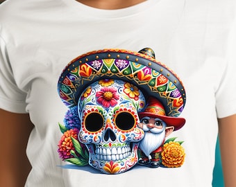 Sugar Skull Mexican Gnome Fiesta Shirt, Mexican Festival T-Shirt, Cinco de Mayo Tee