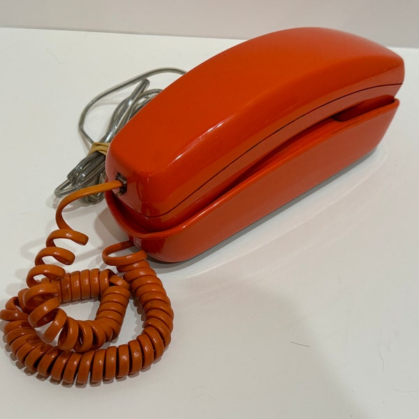 Vintage Landline Telephone in Orange, Unique Color *funky!!*