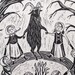Children of The Goat - Original Linocut print, limited edition, Black Philip Witch