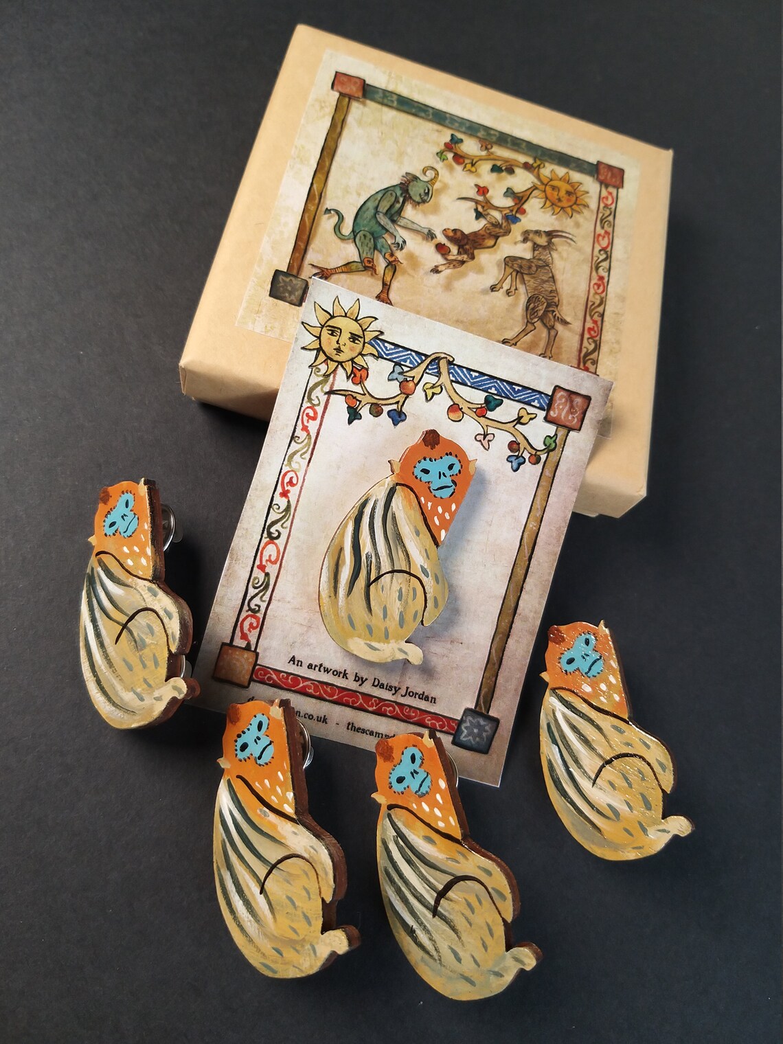 Hand Painted Golden Snub Nosed Monkey Brooch Pin Handmade | Etsy