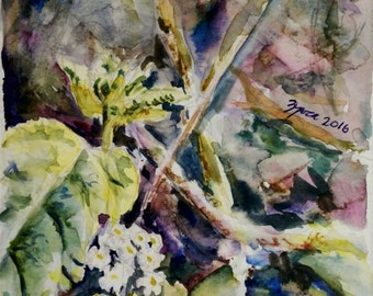 Woodland. Original watercolor painting of nature.
