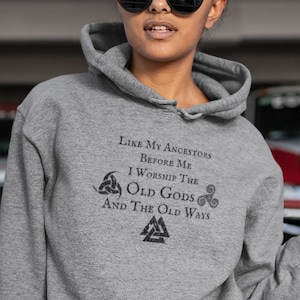 Viking Quote Hoodie, Norse Mythology Fleece Pullover, Freyja and Odin Sweatshirt, Valknut Symbol, Viking Lover Apparel, Famous Quotes