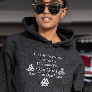 Viking Quote Hoodie, Norse Mythology Fleece Pullover, Freyja and Odin Sweatshirt, Valknut Symbol, Viking Lover Apparel, Famous Quotes