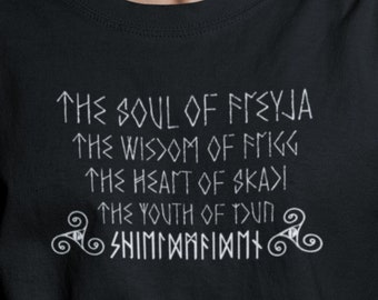 Viking Woman T-Shirt, Norse Gods, Shield Maiden Runes