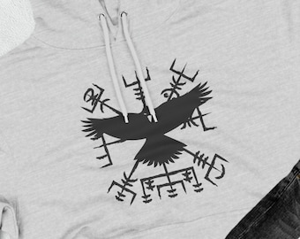 Vegvisir Viking Compass Hoodie, Odin's Raven Pullover