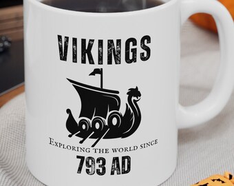Viking Coffee Mug, Coffee Shop Norge Cup, Viking Ship Gift, Gifts for Viking Lovers, Coffee Lover Mug, Norwegian Viking Mug