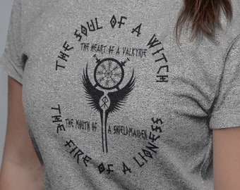 Viking Woman T-shirt, Valkyrie Freyja, Norse Runes