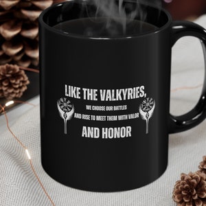 Valkyrie Cup, Viking Valknut Coffee Mug, Viking Runes, Helm of Awe, Aegishjalmur, Viking Lover Gift, Viking Women Mug, ShieldMaid