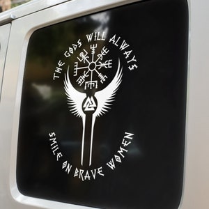Viking Decal, Valkyrie Sticker, ShieldMaid Decal, Viking Women, Mother&#39;s Day Gift, Viking Runes, Valkyrie, Strong Viking Women, Pagan