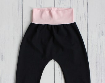 Cuffed Harem pants - cuff leggings, baby leggings, toddler leggings, kids leggings, black leggings, blush leggings, black harem pant