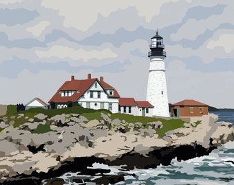 Beautiful 10x8 In Photo-Print Portland Head Lighthouse
