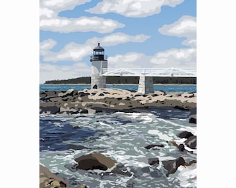 Marshall Point Light - Maine - Lighthouse Art - Graphic Art Print