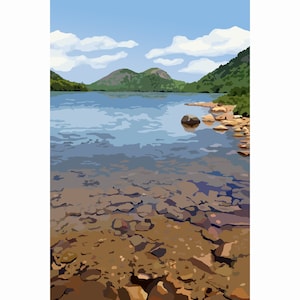 Jordan Pond - - Acadia National Park -Maine -  Graphic Art Print