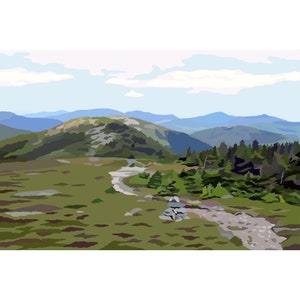 Saddleback - Maine - Graphic Art Print - Maine Hiking, Maine Art, Maine Mountains, Appalachian Trail