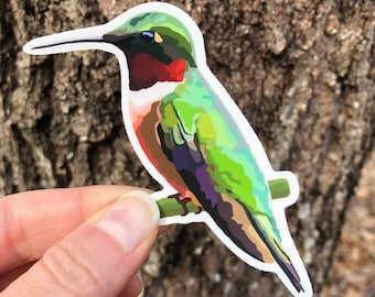 Ruby-throated Hummingbird Vinyl Sticker/Decal