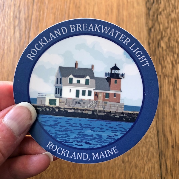 Rockland Breakwater Vinyl Decal | Maine Lighthouse Sticker | Lighthouse Souvenir