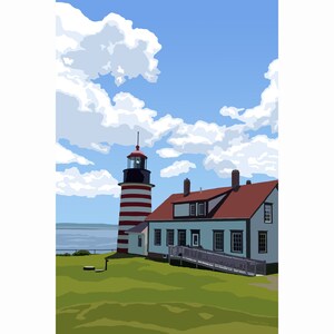 West Quoddy Head Light - Maine - Lighthouse Art - Graphic Art Print