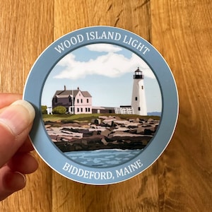 Wood Island Light Vinyl Decal | Maine Lighthouse Sticker | Maine Souvenir