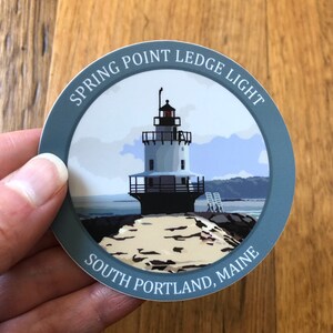 Spring Point Ledge Light Vinyl Decal | Maine Lighthouse Sticker | Maine Souvenir