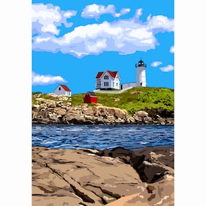 Nubble Light - Maine - Lighthouse Art - Graphic Art Print