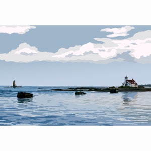 View From the Pier - Fort Foster - Kittery Point, Maine - Graphic Art Print