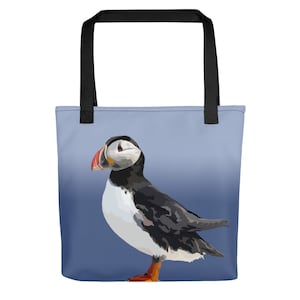 Atlantic Puffin - bird art - Tote bag