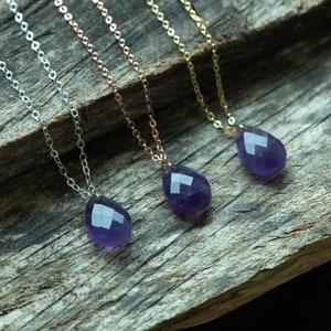 Amethyst Necklace - 14k Gold filled necklace - Natural gemstone necklace - February Birthstone necklace - Healing Crystal necklace - Giff