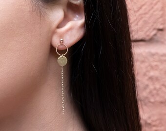 Dainty medallion earrings - Elegant earrings - 14k Gold filled earrings - Drop earrings - Tiny earrings - Minimalist earrings - Gift for her
