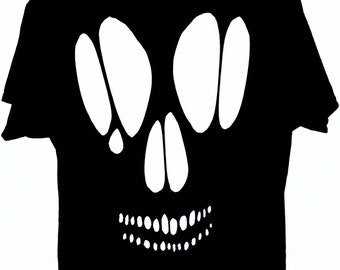 Koszulka z wycięciem czaszki / Koszulka z podartą czaszką / Koszulka z czaszką / Odzież gotycka / Estetyka rockowa / Koszulka na festiwal rockowy / Koszulka z koncertem czaszki