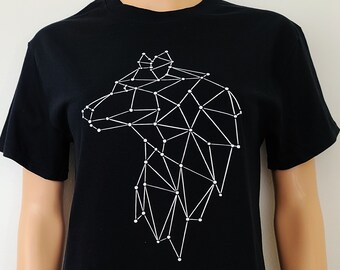 Geometric Wolf Constellation T Shirt / Polygon Wolf Tee / Geometrical Wolf Star Shirt / Constellation Tops