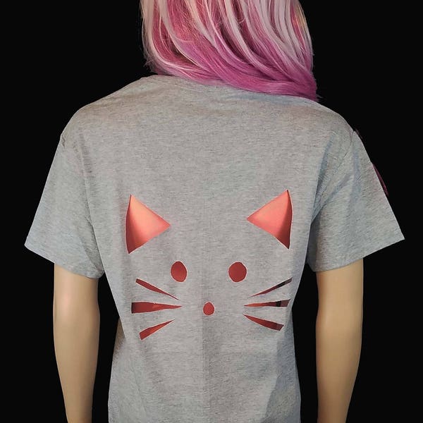 Cat Cutout T Shirt / Pastel Goth Kitty Cat Cut Out Tee