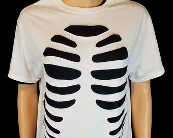 Rib Cage Cutout T Shirt Front / Skeleton Cut Out Shirt