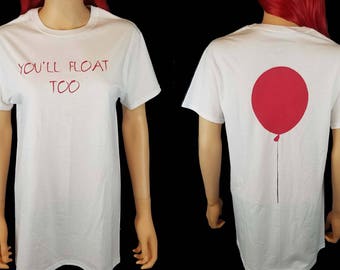 You'll Float Too It Movie Inspired Painted T Shirt / Red Balloon It Shirt