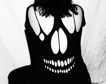 Skull Cutout T Shirt / Alternative Clothes / Alt Shirt / Goth Shirts / Horror Shirts / Ripped Skull Tee / Gothic Skull Shirt / Spooky Skull
