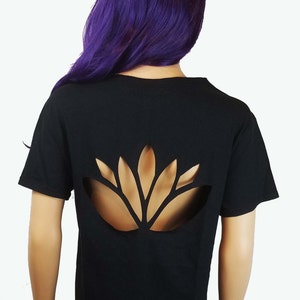 Lotus Cutout T Shirt / Lotus Shirt / Yoga Top / Meditation Shirt / Sacred Geometry Shirt / Lotus Flower Top / Mystical Shirt / Gaia Shirts